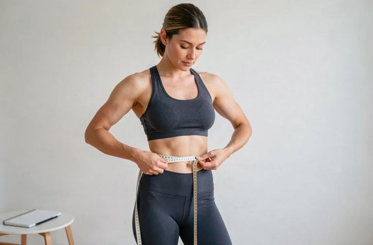 Femme prenant ses mensurations avec un mètre ruban pour créer sa silhouette virtuelle