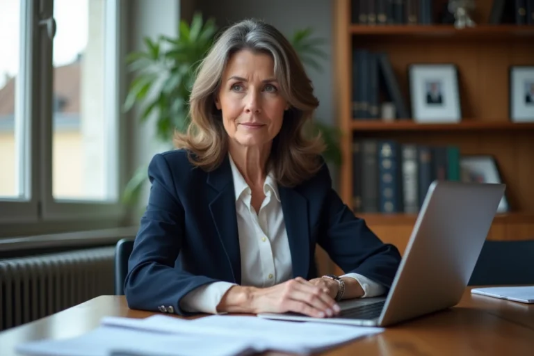 Ingrid Betancourt dans un bureau parisien, engagée dans ses activités politiques et intellectuelles